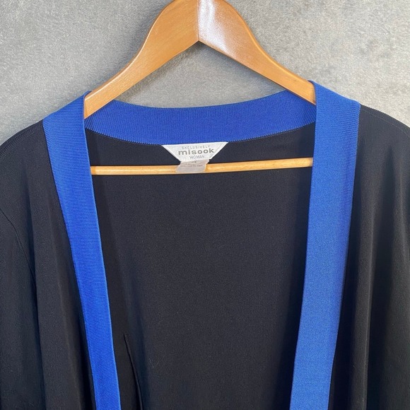 Misook Black Blue Trim Open Front Cardigan Sweater Womens Plus Size 1X - Picture 3 of 8
